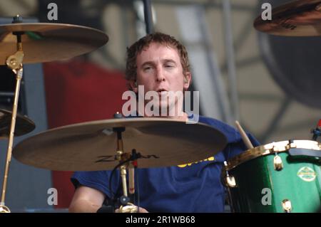 Mailand Italien 2006-06-04:Abe Cunningham Drummer of Deftones Live-Konzert im Idroscalo, Gods of Metal 2006 Stockfoto