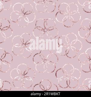 Blumen nahtloses Muster. Sich wiederholender luxuriöser Hintergrund. Abstraktes Glitzerdesign für Drucke. Wiederholte geometrische Textur. Wiederholen Sie empfindliche grafische Gitter Stock Vektor