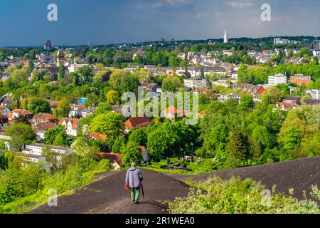 Blick von der Slagheap Rungenberg über Gelsenkirchen, Richtung Norden, Bezirk Buer, Rathausturm, NRW, Deutschland Stockfoto