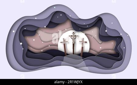 Der einzige Weg in den Himmel. Der Pfad. Bibelgeschichte. Papierkunst. Abstrakt, Illustration, Minimalismus. Digitale Kunst Stockfoto