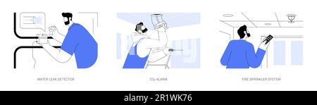 Smart-Home-Sensoren abstrakten Konzeptvektordarstellungen. Stock Vektor