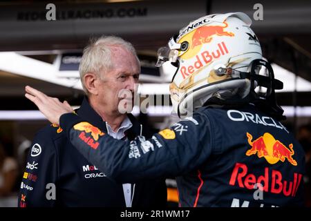 Melbourne, Australien, 8. April 2022. Max Verstappen (1) aus den Niederlanden und Oracle Red Bull Racing sprechen am 08. April 2022 im Albert Park in Melbourne, Australien, mit Helmut Marko während des australischen Formel 1 Grand Prix. Kredit: Steven Markham/Speed Media/Alamy Live News Stockfoto