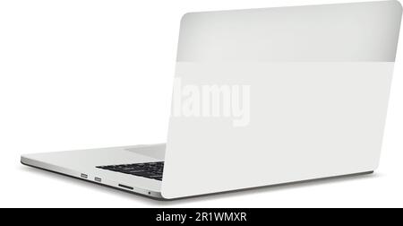 Laptop-Vorder- und Rückseite isoliert auf weißem Hintergrund Stock Vektor
