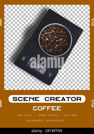 Nahaufnahme geröstete Kaffeebohnen mit transparentem Hintergrund. Stockfoto