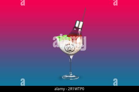 Limonadenglas mit Steineis Stockfoto