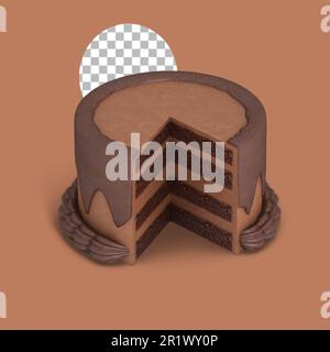 Dekadenter Schokoladenkuchen mit Schokoladen-Ganache für das Gebäckkonzept. Stockfoto