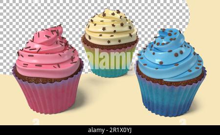 Leckere Tassenkuchen mit Sahne, geeignet für das Gebäckkonzept. Stockfoto