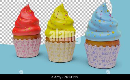Leckere Tassenkuchen mit Sahne, geeignet für das Gebäckkonzept. Stockfoto
