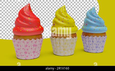 Leckere Tassenkuchen mit Sahne, geeignet für das Gebäckkonzept. Stockfoto