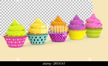 Leckere Tassenkuchen mit Sahne, geeignet für das Gebäckkonzept. Stockfoto