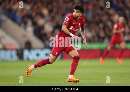 Leicester, Großbritannien. 15. Mai 2023 Luis Diaz von Liverpool während des Premier League-Spiels zwischen Leicester City und Liverpool im King Power Stadium, Leicester, am Montag, den 15. Mai 2023. (Foto: James Holyoak | MI News) Guthaben: MI News & Sport /Alamy Live News Stockfoto