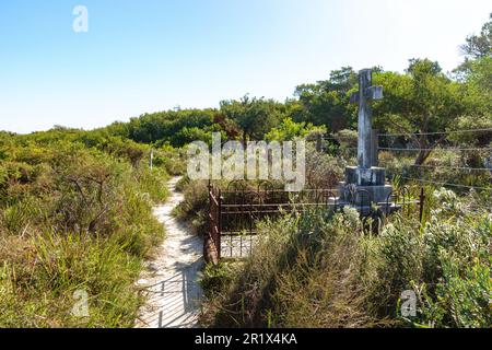 Gräber auf dem dritten Quarantäne-Friedhof am nördlichen Kopf des Hafens von Sydney in Australien Stockfoto