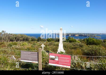 Gräber auf dem dritten Quarantäne-Friedhof am nördlichen Kopf des Hafens von Sydney in Australien Stockfoto