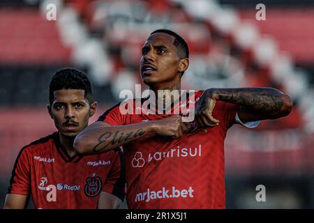 Pelotas, Brasilien. 15. Mai 2023. RS – PELOTAS – 05/14/2023 – BRASILEIRO D 2023, BRASIL DE PELOTAS X SAOJOSEENSE – Tattoo des brasilianischen Spielers Da Silva aus Pelotas, der während eines Spiels gegen Saojoseense im Stadion Bento Mendes de Freitas für die brasilianische Meisterschaft D 2023 gesehen wurde. Foto: Volmer Perez/AGIF/Sipa USA Guthaben: SIPA USA/Alamy Live News Stockfoto