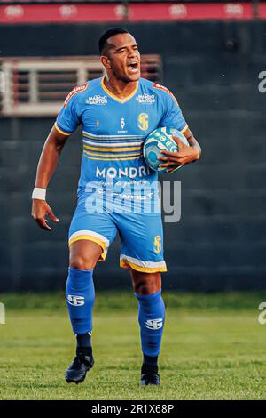 Pelotas, Brasilien. 15. Mai 2023. RS – PELOTAS – 05/14/2023 – BRASILEIRO D 2023, BRASILIEN DE PELOTAS X SAOJOSEENSE – Danilo-Spieler von Saojoseense feiert sein Tor bei einem Spiel gegen Brasil de Pelotas im Stadion Bento Mendes de Freitas für die brasilianische Meisterschaft D 2023. Foto: Volmer Perez /AGIF/Sipa USA Guthaben: SIPA USA/Alamy Live News Stockfoto