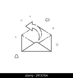 Symbol für einfache Vektorlinie für E-Mail-Antwort. Symbol, Piktogramm, isoliertes Zeichen auf weißem Hintergrund. Bearbeitbare Kontur. Linienstärke anpassen. Stock Vektor