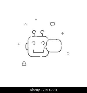Symbol für einfache Vektorlinie des Chatbot. Symbol, Piktogramm, isoliertes Zeichen auf weißem Hintergrund. Bearbeitbare Kontur. Linienstärke anpassen. Stock Vektor