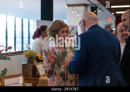 Houston, USA. 15. Mai 2023. Ihre königliche Hoheit Emeritus Königin Sofia von Spanien nimmt am Montag, den 15. Mai 2023, an der Spanienabenveranstaltung von Vocento im C. Baldwin Hotel in Houston, TX, Teil. Die Veranstaltung wird von Experten der Gastronomiebranche veranstaltet, um sich untereinander auszutauschen und dabei zu helfen, Handelsverbindungen zwischen Spanien und Texas aufzubauen. (Foto: Jennifer Lake/SIPA USA) Guthaben: SIPA USA/Alamy Live News Stockfoto