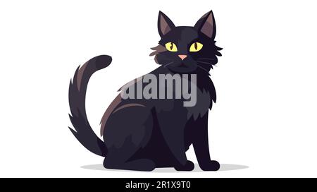 Vektordarstellung einer süßen schwarzen Katze mit gelben Augen. Stock Vektor