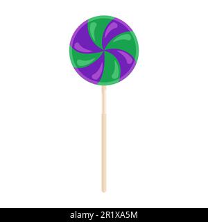 Vektordarstellung von bunten, verdrehten Lutscher-Bonbons. Halloween-Süßigkeiten Stock Vektor