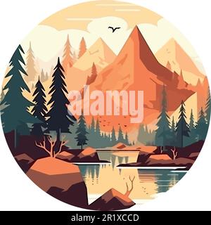 Berglandschaft über Weiß Stock Vektor