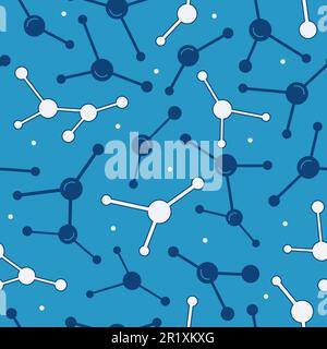 Nahtlose blaue Mustermoleküle Chemie-Laborvektor Stock Vektor