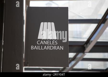 Bordeaux , Aquitaine Frankreich - 05 09 2023 : Baillardran Caneles french Gebäck von Bordeaux City Shop Logo Text und Markenboutique auf Canelés Shop Stockfoto