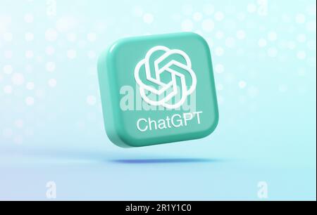 Valencia, Spanien - Mai 2023: Valencia, Spanien - Mai 2023: ChatGPT ein von OpenAI entwickelter KI-Chatbot, der auf dem grundlegenden großen Sprachmodell GPT basiert Stockfoto