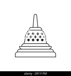 Liniensymbol Stupa-Tempel isoliert auf weißem Hintergrund. Stock Vektor