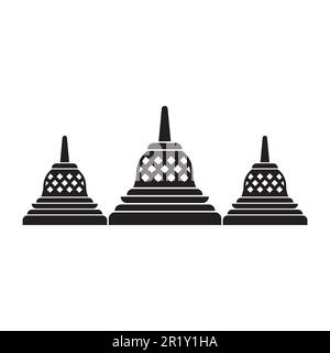 Drei Stupa-Tempelsymbolvektoren isoliert auf weißem Hintergrund. Stock Vektor