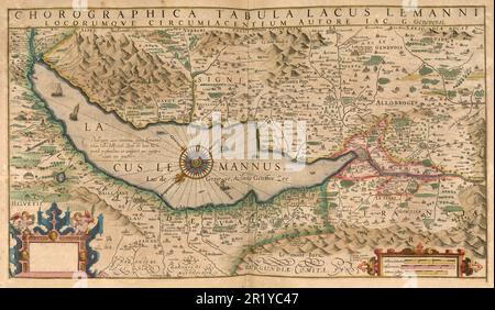 Atlas, Karte von 1623, Schweiz mit Genfer See, digital restaurierte Reproduktion aus einer Gravur von Gerhard Mercator, geboren als Gheert Cremer, 5. März 1512 - 2. Dezember 1594, Geografin und Kartograf / Landkarte aus dem Jahre 1623, Schweiz mit Genfer See, digitale Restaurierte Reproduktion von einem Kupferstich von Gerhard Mercator, Geboren als Gheert Cremer, 5. Vom 1512. Bis 2. März. Dezember 1594, Geograph und Kartograf Stockfoto