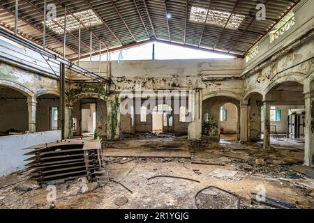 Lost Place Balneario Los Berrazales, Botteleria Agua de Agaete in Valle de Agaete auf Gran Canaria, Kanarische Inseln, Spanien. Stockfoto
