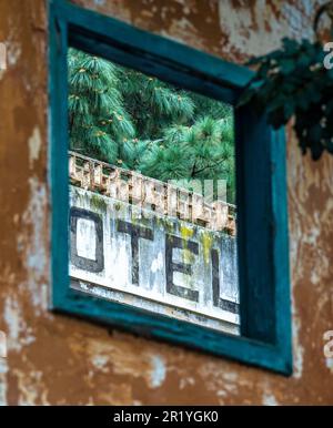 Lost Place Balneario Los Berrazales, Botteleria Agua de Agaete in Valle de Agaete auf Gran Canaria, Kanarische Inseln, Spanien. Stockfoto