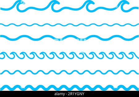 Wave-Symbolgruppe. Sammlung von Wasserliniensymbolen. Vektordarstellung Stock Vektor