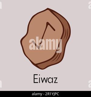 Rune Eiwaz. Skandinavische Runen. Runes Senior Futarka. Magie, religiöse Symbole. Holzrunen auf weißem Hintergrund. Stock Vektor