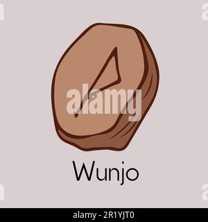 Rune Wunjo. Alte skandinavische Runen, Senior-Futarka. Magie, Zeremonien, religiöse Symbole. Vorhersagen und Amulette Stock Vektor