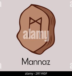 Rune mannaz. Alte skandinavische Runen. Runen Senior futarka. Magie, Zeremonien, Symbole. Vorhersagen und Amulette Stock Vektor