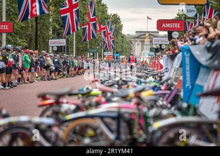 Le Mans, Stil, Rennzeit bei der Brompton-Weltmeisterschaft in der Nähe des Buckingham Palace, London Stockfoto