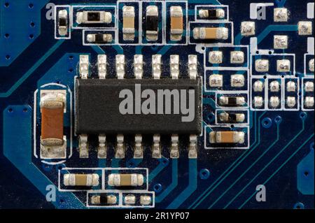 Integrierte Schaltung auf die Grafikkarte eines Computers Stockfoto