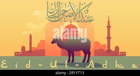 Eid al-Adha, Eid Ul-Adha Mubarak. Kurban Bayrami, Kurban Bajram muslimischen fest des Opfers. Gruß-Vektor-Illustration. Stock Vektor