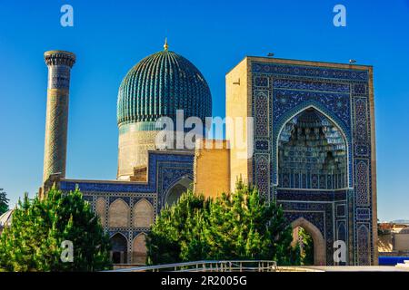 GUR-e-Amir oder Guri Amir (Grab des Königs), ein Mausoleum des asiatischen Konquierers Timur in Samarkand, Usbekistan Stockfoto