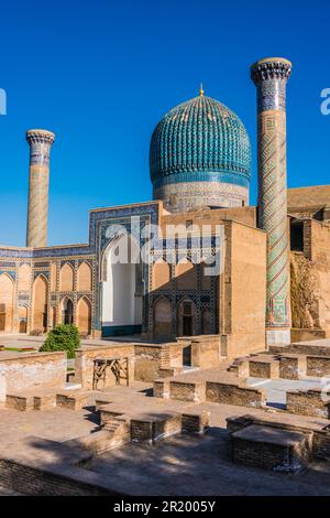 GUR-e-Amir oder Guri Amir (Grab des Königs), ein Mausoleum des asiatischen Konquierers Timur in Samarkand, Usbekistan Stockfoto