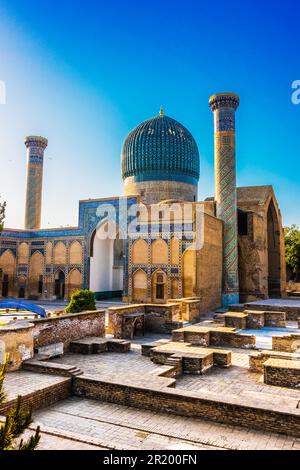 GUR-e-Amir oder Guri Amir (Grab des Königs), ein Mausoleum des asiatischen Konquierers Timur in Samarkand, Usbekistan Stockfoto