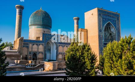 GUR-e-Amir oder Guri Amir (Grab des Königs), ein Mausoleum des asiatischen Konquierers Timur in Samarkand, Usbekistan Stockfoto