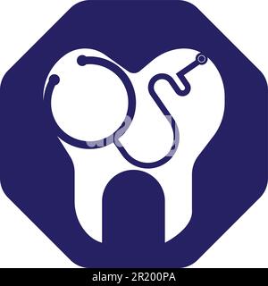 Dental Stethoscope Logo, Dental Clinic Logo Tooth Abstract Desig Stock Vektor