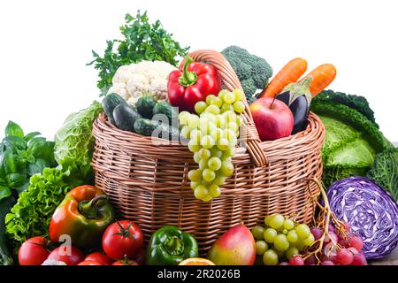Zusammensetzung mit verschiedenen Bio-Gemüse und Obst Stockfoto