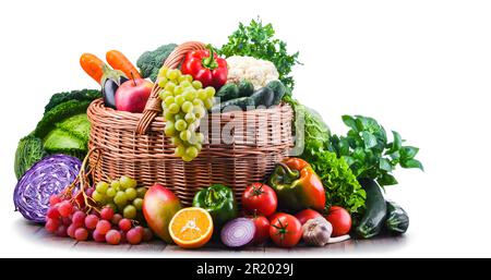 Zusammensetzung mit verschiedenen Bio-Gemüse und Obst Stockfoto