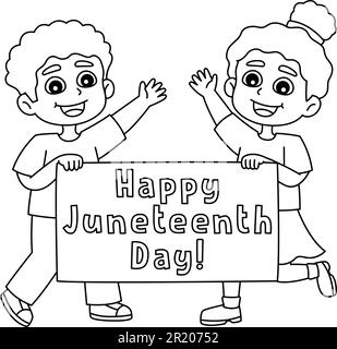 Happy Juneteenth Day Banner Isolierte Ausmalseite Stock Vektor