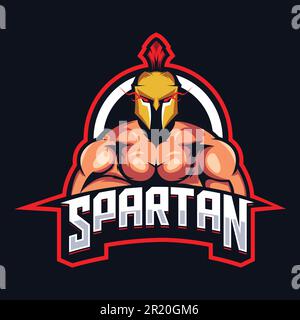 Spartan Mascot Logo-Design. Logo-Illustration für Maskottchen oder Symbol und Identität, Emblem Sport- oder E-Sport-Gaming-Team. Stock Vektor