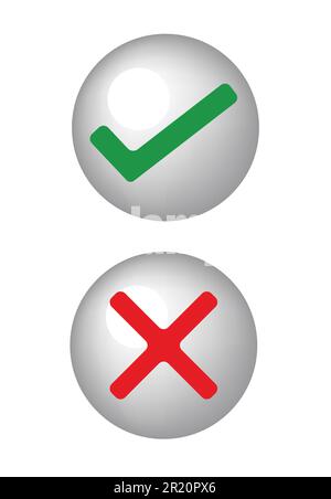 Die richtigen und falschen Knöpfe auf White Stock Vektor